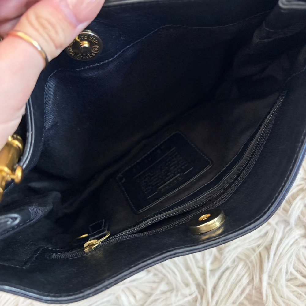 Authentic Vintage Coach Black Leather Shoulder Bag 8165 - Picture 7 of 8
